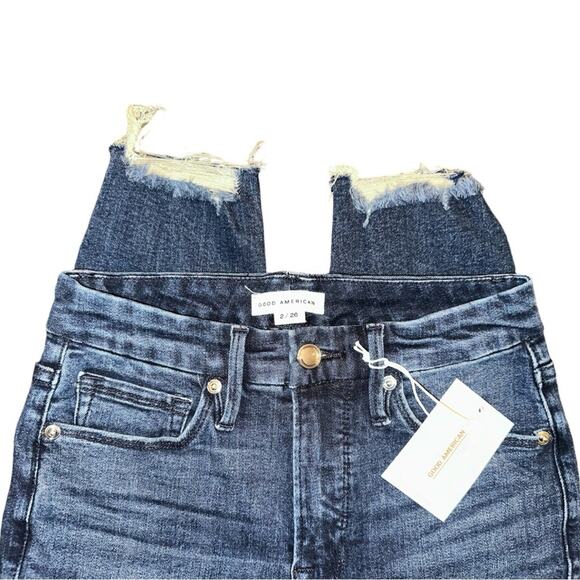 NWT Good American Good Legs Skinny Jeans w/ Raw Chewed Hem Size 2/26 Retail $99 - Picture 6 of 8